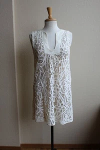 Burning Torch Antique Lace Short Tunic Mini Dress Boho S - Picture 1 of 4