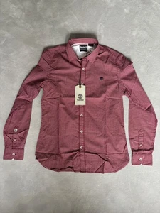 TIMBERLAND Mens Slim Fit Shirt Small Red Check Cotton brand new with tags - Picture 1 of 4