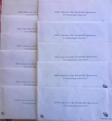 ELEVEN SETS ~ 2010-20 AMERICA THE BEAUTIFUL QUARTERS ~ CIRCULATING 10-COIN SETS - Image 1 of 4