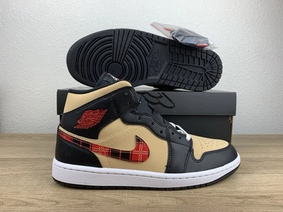 Air Jordan 1 Mid Tartan Swoosh DZ5329-001 Black Red Plaid Men’s Size 8.5 - Image 1 of 4