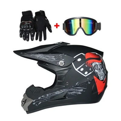 TJF Helm Integralhelm Motorradhelm Mit Brille+Handschuh Sturzhelm Rollerhelm M/L/XL