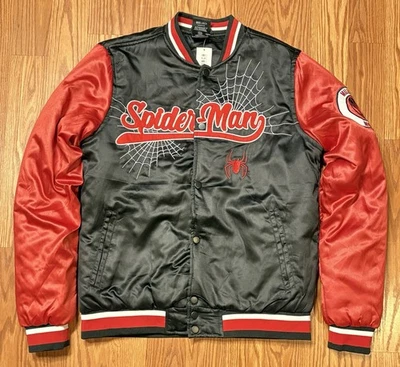 Chaqueta Spider-Man Juvenil XS Marvel Miles Morales Negro Rojo Caja Almuerzo Bombardero Foto 1 de 4