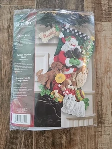 New in Package Bucilla Christmas Felt 18" Stocking Kit Santa Paws Kit Dogs Seald - Picture 1 of 6
