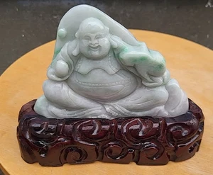 Jadeíta Jade Ganoderma Buda estatua 翡翠灵芝佛造像 t1 - Imagen 1 de 7