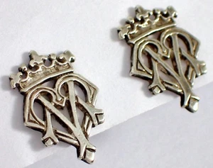 Vtg MG Signed Ortak Scotland Sterling Silver Luckenbooth Heart Crown Earrings - Picture 1 of 9