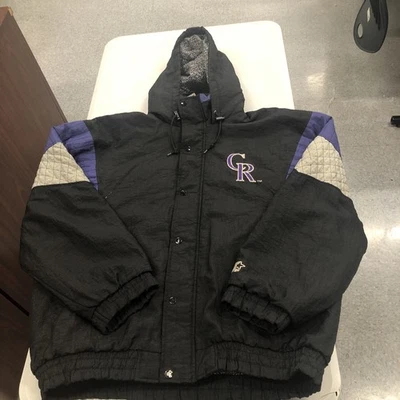 Jaqueta Pulôver com Capuz Vintage Anos 90 MLB Starter Colorado Rockies Parka Tamanho XL - Imagem 1 de 4