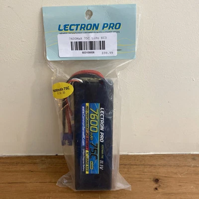 Lectron Pro 11.1V 7600mAh 75C LiPo EC3 Common Sense RC Battery 3D7600-75E SEALED - Image 1 of 4