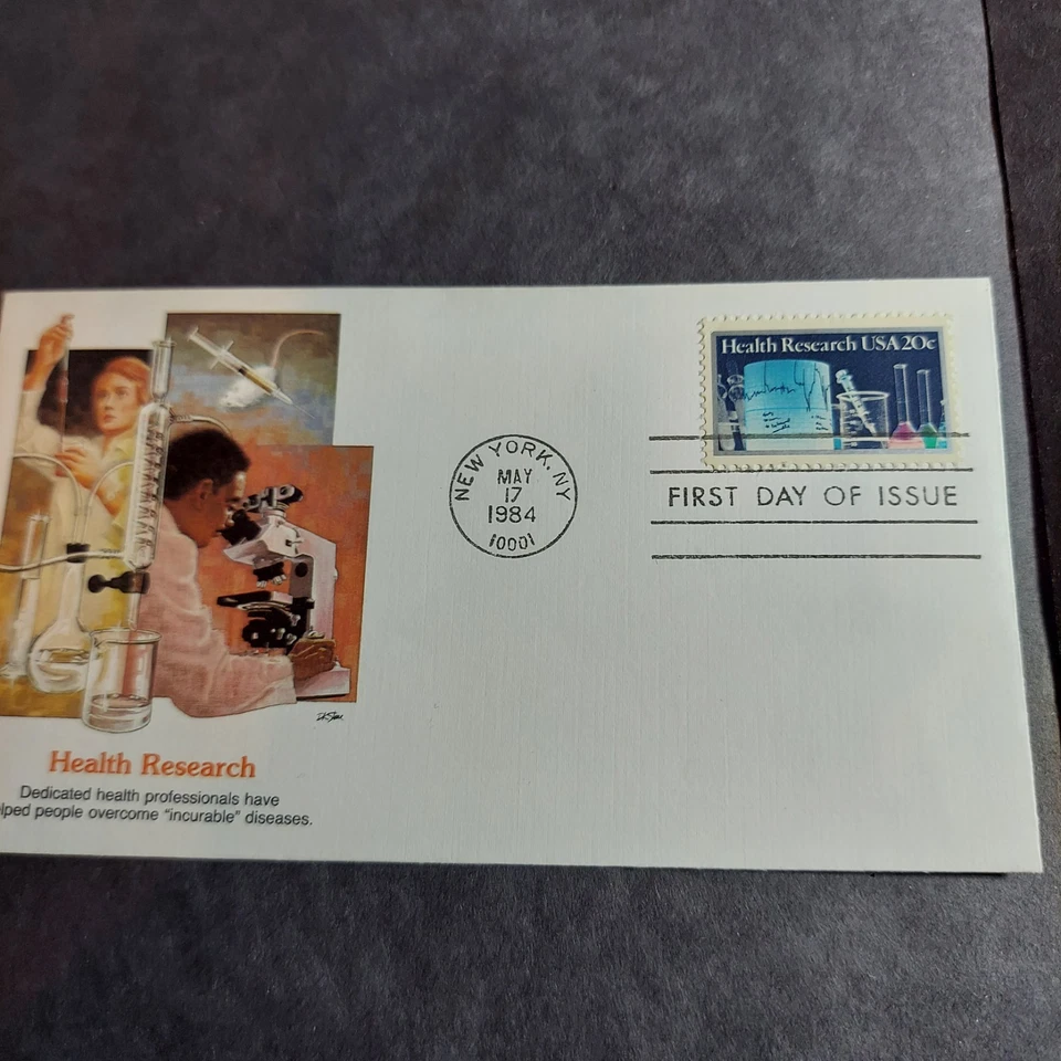 Health Research 20c Stamp First Day Ceremony Program Sc#2087 CP0114 Chemistry - Image 1 of 2