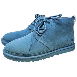 NUEVA Bota de Felpa Ugg 11 Neumel Azul Claro Piel de Oveja Cuero Con Cordones  - Imagen 1 de 4