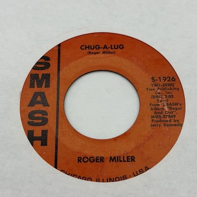 Roger Miller Chug A Lug / Reincarnation 45 7" COUNTRY Vinyl Record Records - Image 1 of 2