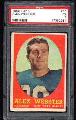 1958 Topps Football #30 Alex Webster PSA 5 - Image 1 of 2