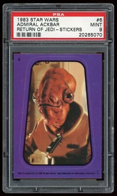 1983 Topps Star Wars Return of the Jedi Sticker #06 Admiral Ackbar purple PSA 9 - Image 1 of 2