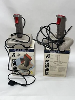 Vtge Set of 2 Quickshot Stinger 2M Arcade Fighter Joy Stick Nintendo NES In Box - Image 1 of 4