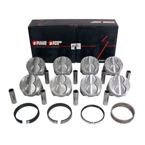 SPEED PRO Ford 289 302 Flat Top Hypereutectic Coated Pistons+Cast Rings Set STD