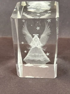 Vintage Glas Engel 3D Laser geätzt Kristall Briefbeschwerer Urlaub Dekor religiös - Bild 1 von 15
