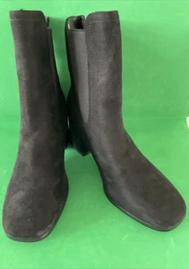 Good For The Sole, Ladies Heeled Black Suede Boots, Size 5, New - Picture 1 of 7