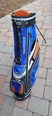 Bolsa de pie de golf SLAZENGER azul naranja negro 6 div bolsillo refrigerador.  1 cremallera rota.   Foto 1 de 4