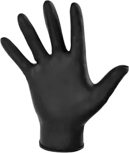 100 BLACK DISPOSABLE VINYL GLOVES POWDER & LATEX FREE FOOD Tattoo S/M/L/XL 1000 - Picture 1 of 2