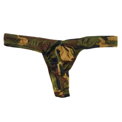 Men Camouflage Thong G-String Underwear Bulge Pouch Bikini Mini Briefs T-Back * - Image 1 of 4