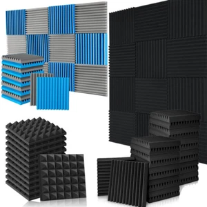 12-96 Pack Acoustic Panels High Density Sound Absorbing Studio Wall Foam Tiles - Picture 1 of 36