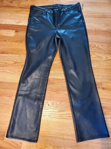 NYDJ Black Vegan Faux Leather Pants Size 14 - Picture 1 of 10