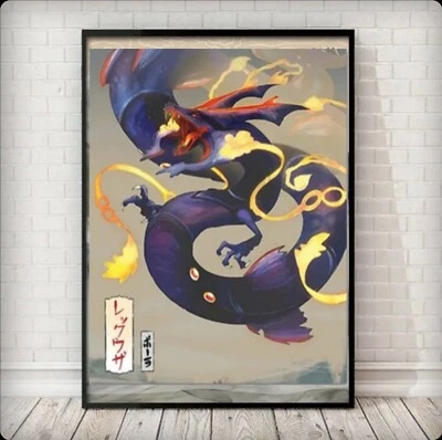 PokeArt Shiny Rayquaza canvas wall art home decor - Image 1 of 3