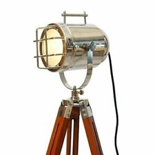 Searchlight Floor Lamp Spotlight Wooden Tripod Stand For Room Office Corner