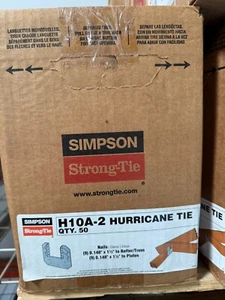 Simpson Strong Tie H10A-2 Hurricane Tie Box of 50 - Picture 1 of 1