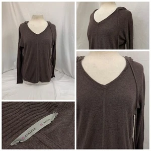 Athleta Hoodie Pullover XS Brown Cotton Poly Long Sleeve Mint YGI R1-152 - Picture 1 of 10