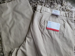 NEW CROFT & BARROW EASY CARE KHAKI PANTS MENS 48X34 DARKER KHAKI COLOR FLAT - Picture 1 of 5
