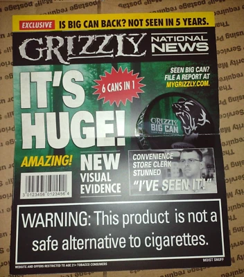 BIG CAN Grizzly Tobacco anuncio desplegable 2020 MudJug NUEVO Foto 1 de 4
