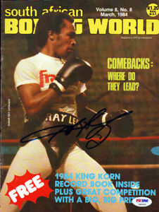 Couverture de magazine Sugar Ray Leonard dédicacée signée Boxing World PSA/ADN #S49293