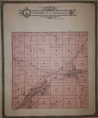 Mapa Plat 1911 ~ Twp. 21N-38E - LINCOLN Co., WASHINGTON ~ COLVILLE LAKE - ODESSA Foto 1 de 2