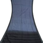 Swastik Vintage Bleu Ardoise -Noir Indien Saris Kanjivaram - Non Zari Sari Tissu