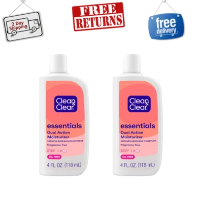 (Paquete de 2) Crema hidratante facial Clean & Clear Essentials de doble acción para el acné, 4 fl. oz Foto 1 de 4