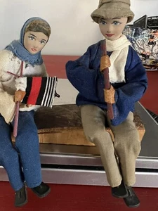 VINTAGE 1950ERer Sabra HANDGEFERTIGTE PUPPEN Stricker und Flötenspieler ISRAEL jüdisch - Bild 1 von 8