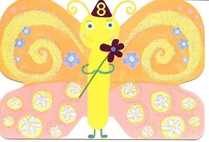 Orange Rosa Schmetterling Happy 8. Turning 8 Geburtstag Mädchen Punze Grußkarte - Bild 1 von 3
