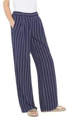Pantalones Michael Kors Forrados a Rayas Pierna Ancha Pantalones True Navy XXS/XS $125 Foto 1 de 3