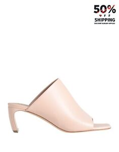 RRP€550 LANVIN Leather Mule Sandals US6 UK3 EU36 Pink Curved Heel Made in Italy