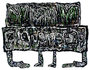 Original JUSTIN AERNI Painting circa 2019 surreal dark art robot : "TOXBOT" - Picture 1 of 1