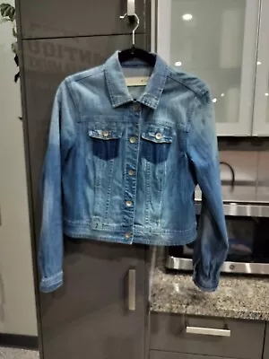 Fashion Bug Denim Jacket Womens 12 Stretch Blend Distressed - Image 1 of 4