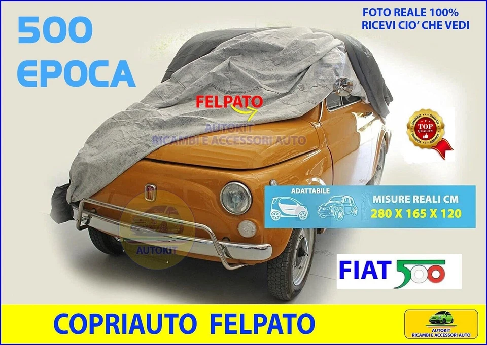COPRIAUTO per FIAT 500  Epoca dal 1957 in poi Telo Copri Auto Felpato - Immagine 1 di 3