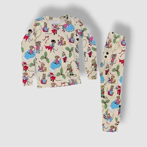 Hatley Kid's Beige Unisex Santa Mouse Pajama Set Size 4 - Picture 1 of 4