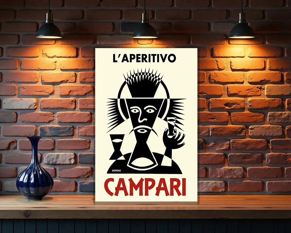 Letrero vintage de metal pesado Campari Depero L'Aperitivo (60x40 cm) Foto 1 de 4
