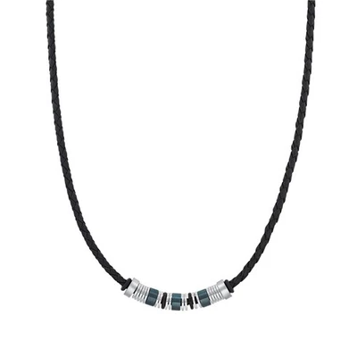 S.oliver Jewel Collana Uomo Pelle Acciaio Inox Pelle Argento Nero 2031474 - Immagine 1 di 2