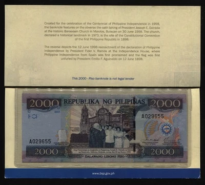 TT PK 189c 2001 PHILIPPINES 2000 PISO COMMEMORATIVE SPECIAL EDITION WITH FOLDER - Image 1 of 4