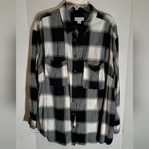 Ava & Viv Damen schwarz-weiß kariertes Shirt Größe 2x - Bild 1 von 4