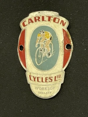 Vintage Bicycle Head Badge Carlton Cycles LTD Worksop England 60´s - Bild 1 von 4
