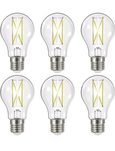 *6 Pack* Satco S12414 - 8 Watt LED A19 Clear LED Bulb - 2700K - 120 Volt E26 - Picture 1 of 5