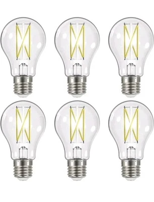 *6 Pack* Satco S12414 - 8 Watt LED A19 Clear LED Bulb - 2700K - 120 Volt E26 - Image 1 of 4
